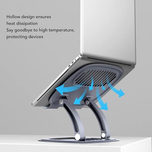 حامل كمبيوتر محمول مصنوع من سبائك الألومنيوم وارتفاع قابل للتعديل وقابل للطي بتصميم مجوف لأجهزة الكمبيوتر المحمولة مقاس 10 إلى 16 بوصة باللون الأسود in Kuwait
