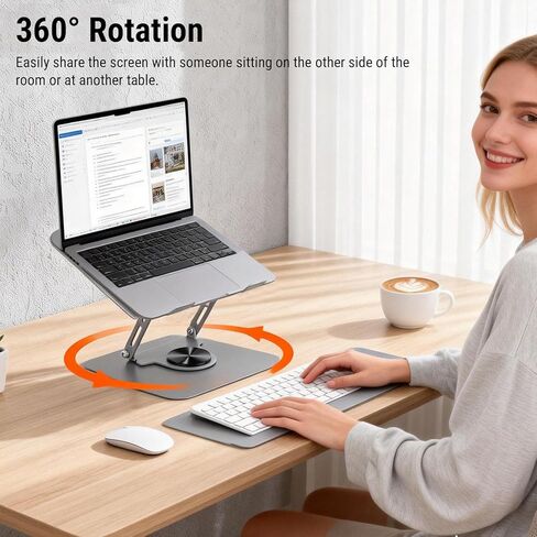 Asixxsix Laptop Stand for Desk, Foldable Aluminium Alloy Laptop Riser 360 Rotating, Ventilated Cooling Computer Stand Holder for All 17 Inches and Smaller Laptops and Tablets in Kuwait