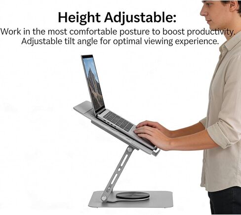 Asixxsix Laptop Stand for Desk, Foldable Aluminium Alloy Laptop Riser 360 Rotating, Ventilated Cooling Computer Stand Holder for All 17 Inches and Smaller Laptops and Tablets in Kuwait