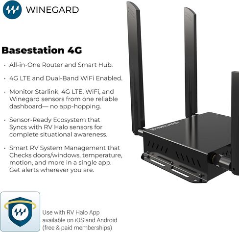 Winegard BS-4G01 Basestation 4G Indoor Router - Dual Band Wi-Fi 802.11ac 4G LTE Backup Ethernet Starlink Compatible - WiFi Router for RV Connectivity in Kuwait