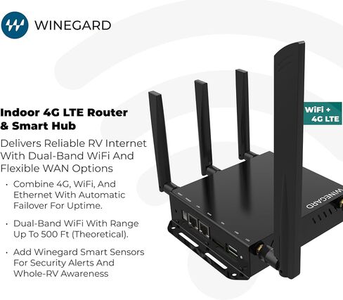 Winegard BS-4G01 Basestation 4G Indoor Router - Dual Band Wi-Fi 802.11ac 4G LTE Backup Ethernet Starlink Compatible - WiFi Router for RV Connectivity in Kuwait