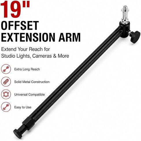 2-Pack 19" Super Clamp Extension Arm with Dual Thread Spigot, Heavy Duty Aluminum Mounting Arm for Studio Light, Camera, Monitor & Photography Accessories in Kuwait