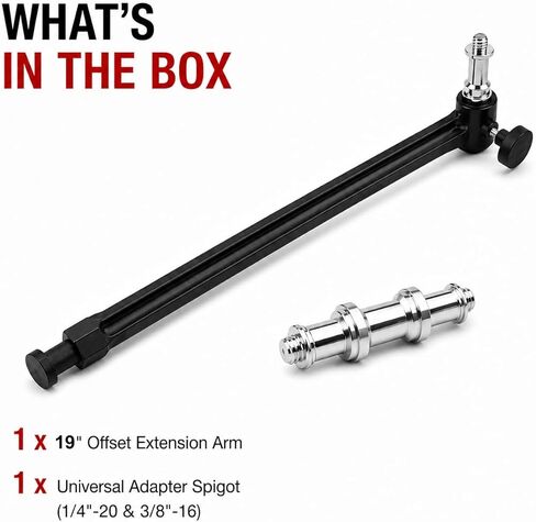 2-Pack 19" Super Clamp Extension Arm with Dual Thread Spigot, Heavy Duty Aluminum Mounting Arm for Studio Light, Camera, Monitor & Photography Accessories in Kuwait