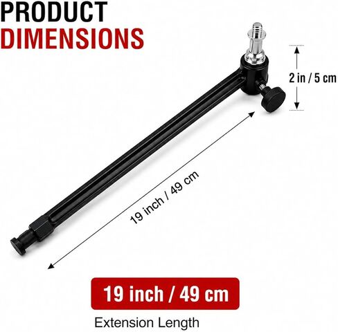 2-Pack 19" Super Clamp Extension Arm with Dual Thread Spigot, Heavy Duty Aluminum Mounting Arm for Studio Light, Camera, Monitor & Photography Accessories in Kuwait