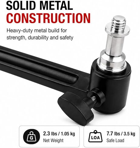 2-Pack 19" Super Clamp Extension Arm with Dual Thread Spigot, Heavy Duty Aluminum Mounting Arm for Studio Light, Camera, Monitor & Photography Accessories in Kuwait