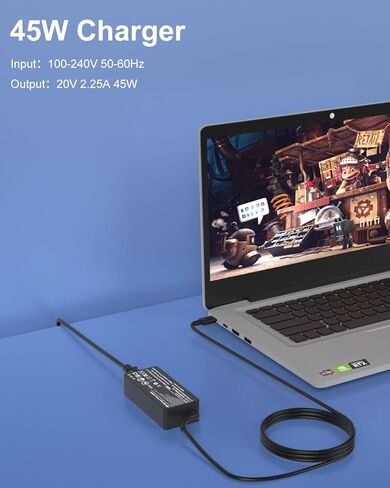 شاحن 65 وات USB C متوافق مع Acer Chromebook CB315-1H CB315-1HT N17Q9 N17Q8 N17Q5 CB315-2H CB315-2HT CB315-3H CB315-3HT CB315-4H N17Q10 N18Q1 N18Q2 N18Q3 محول إمداد الطاقة للكمبيوتر المحمول in Kuwait