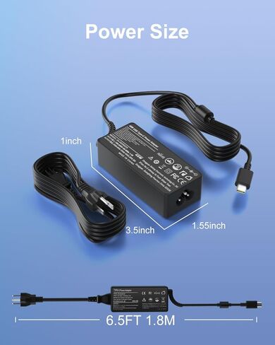 شاحن 65 وات USB C متوافق مع Acer Chromebook CB315-1H CB315-1HT N17Q9 N17Q8 N17Q5 CB315-2H CB315-2HT CB315-3H CB315-3HT CB315-4H N17Q10 N18Q1 N18Q2 N18Q3 محول إمداد الطاقة للكمبيوتر المحمول in Kuwait