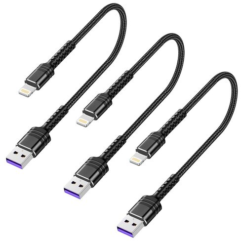 BUSFUL 2022 كابل Lightning مطور لأسلاك شاحن iPhone، [3 عبوات بطول 1 قدم] كابل شحن USB A إلى Lightning معتمد من النايلون المضفر لهاتف iPhone 13 12 11 Mini Pro XR Xs Max X SE 8 7 6 Plus - أسود in Kuwait