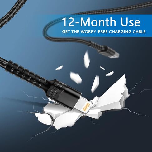 BUSFUL 2022 كابل Lightning مطور لأسلاك شاحن iPhone، [3 عبوات بطول 1 قدم] كابل شحن USB A إلى Lightning معتمد من النايلون المضفر لهاتف iPhone 13 12 11 Mini Pro XR Xs Max X SE 8 7 6 Plus - أسود in Kuwait