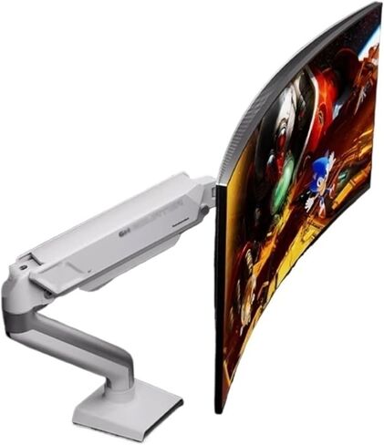 Monitor Mount Single Monitor Mount, Height Adjustable Monitor Arm with C-Clamp and Grommet Base, VESA 75 x 75 or 100 x 100 mm, for 17-32 inch Screens up to 19, White in Kuwait