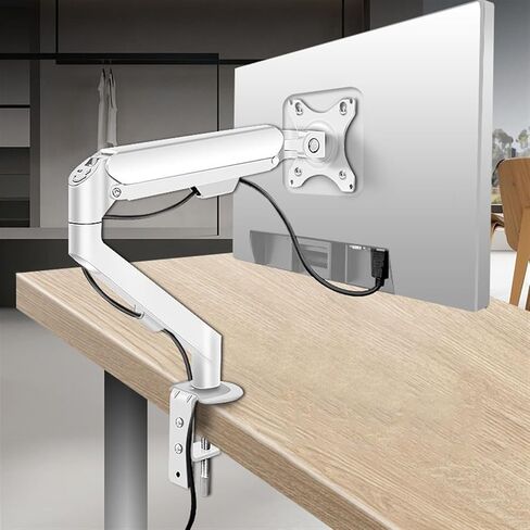 Monitor Arm Single Monitor Mount, Single Monitor Arm Desk Mount, Fully Adjustable Gas Spring Monitor Arm Fits 17-30" Flat/Curved Monitors Within 19.8 lbs Monitor Mount Arm, Black in Kuwait