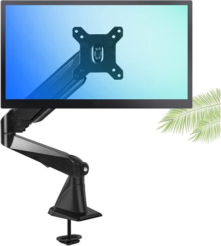 Monitor Mount Single Monitor Desk Mount Long Arm Monitor Stand Mount with Gas Spring Wall Mounted Height-Adjustable VESA Mount for 15-27 Inch Screen Monitor Desk Mount, Black-B in Kuwait
