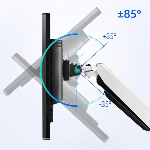 Monitor Mount Single Monitor Desk Mount Long Arm Monitor Stand Mount with Gas Spring Wall Mounted Height-Adjustable VESA Mount for 15-27 Inch Screen Monitor Desk Mount, Black-B in Kuwait