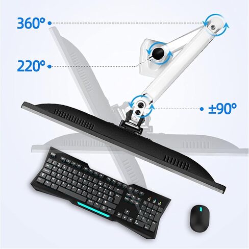 Monitor Mount Single Monitor Desk Mount Long Arm Monitor Stand Mount with Gas Spring Wall Mounted Height-Adjustable VESA Mount for 15-27 Inch Screen Monitor Desk Mount, Black-B in Kuwait