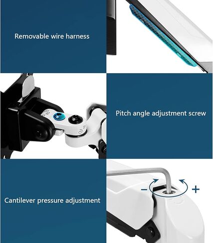 Monitor Mount Single Monitor Desk Mount Long Arm Monitor Stand Mount with Gas Spring Wall Mounted Height-Adjustable VESA Mount for 15-27 Inch Screen Monitor Desk Mount, Black-B in Kuwait