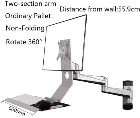 Monitor Mount Two Piece Arm with Single Shelf, Non Foldable Monitor Stand, Silver, Single Screen Monitor Desk Mount in Kuwait