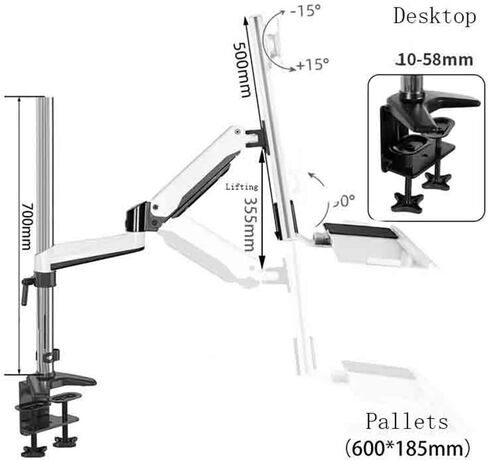 Monitor Bracket Clamp Table Model Monitor Stand Arm Single Arm with Shelf for 15-27 Inch Single Screen Monitor Desk Mount in Kuwait