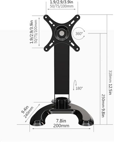 Monitor Arm Single Monitor Stand Desk Mount Monitor Stand, Adjustable Height and 360° Rotating Screen Desktop TV and Monitor Base, Suitable for 14"-27" Screen Monitor Mount Arm in Kuwait