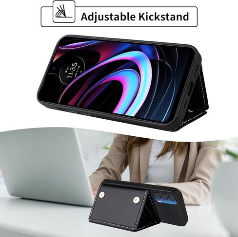 Wallet Case for Motorola Moto Edge 2021/MotoEdge 5G UW 2021 with Crossbody Strap Premium PU Leather Card Holder Shockproof Heavy Duty Full Body Accessories Cell Phone Cover for XT2141-1 Black in Saudi Arabia