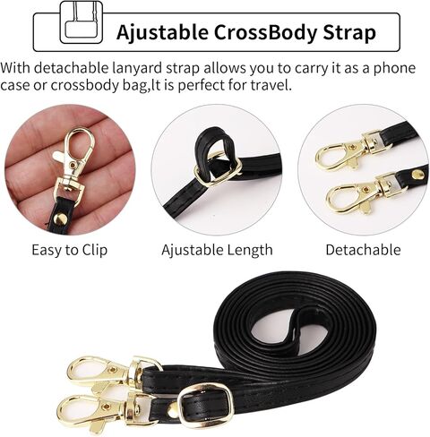 Wallet Case for Motorola Moto Edge 2021/MotoEdge 5G UW 2021 with Crossbody Strap Premium PU Leather Card Holder Shockproof Heavy Duty Full Body Accessories Cell Phone Cover for XT2141-1 Black in Saudi Arabia
