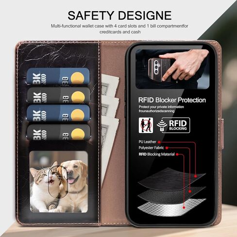 Compatible with Samsung Galaxy S26 Case Wallet with Card Holder [4 Card Slot] Women Men,RFID Blocking PU Leather Phone Case Flip Shockproof Protector Cover Credit Card Slot Kickstand,Coffee in Kuwait
