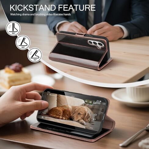 Compatible with Samsung Galaxy S26 Case Wallet with Card Holder [4 Card Slot] Women Men,RFID Blocking PU Leather Phone Case Flip Shockproof Protector Cover Credit Card Slot Kickstand,Coffee in Kuwait