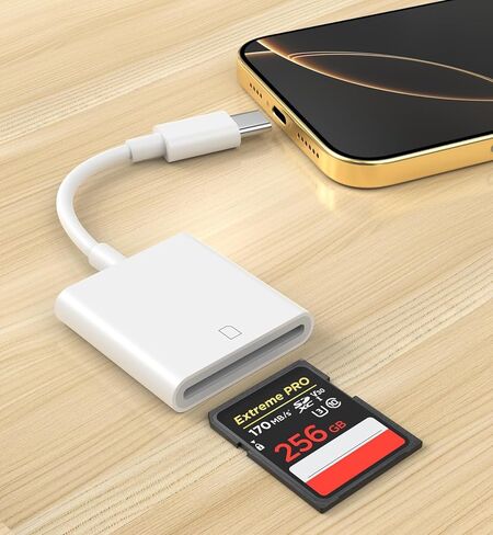قارئ بطاقة SD USB C متوافق مع iPhone 16/16 Plus/16 Pro/16 Pro Max/15/15 Plus/15 Pro/15 Pro Max، من النوع C إلى قارئ بطاقة الذاكرة، محول بطاقة SD لعرض الكاميرا، التوصيل والتشغيل in Kuwait