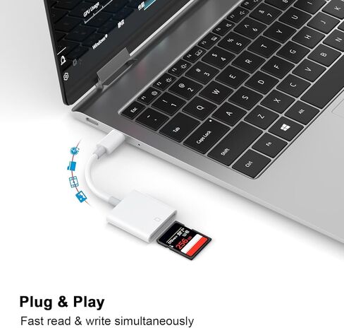 قارئ بطاقة SD USB C متوافق مع iPhone 16/16 Plus/16 Pro/16 Pro Max/15/15 Plus/15 Pro/15 Pro Max، من النوع C إلى قارئ بطاقة الذاكرة، محول بطاقة SD لعرض الكاميرا، التوصيل والتشغيل in Kuwait