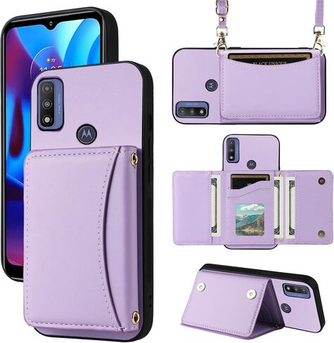 Wallet Case for Motorola Moto Edge 2021/MotoEdge 5G UW 2021 with Crossbody Strap Premium PU Leather Card Holder Shockproof Heavy Duty Full Body Accessories Cell Phone Cover for XT2141-1 Black in Saudi Arabia
