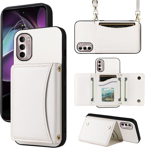 Wallet Case for Motorola Moto Edge 2021/MotoEdge 5G UW 2021 with Crossbody Strap Premium PU Leather Card Holder Shockproof Heavy Duty Full Body Accessories Cell Phone Cover for XT2141-1 Black in Saudi Arabia
