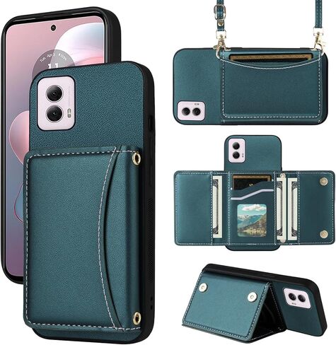 Wallet Case for Motorola Moto Edge 2021/MotoEdge 5G UW 2021 with Crossbody Strap Premium PU Leather Card Holder Shockproof Heavy Duty Full Body Accessories Cell Phone Cover for XT2141-1 Black in Saudi Arabia