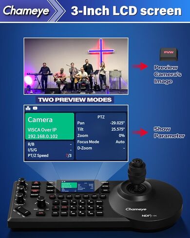 كاميرا Chameeye 4K PTZ تتبع تلقائي NDI AI، تكبير بصري 20X، وحدة تحكم NDI PTZ، USB 3.0 HDMI LAN PoE، بث مباشر IP لتعليم عبادة الكنيسة، C420TX3+E300 in Kuwait