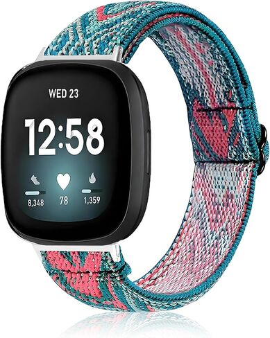 Elastic Nylon Bands Compatible with Fitbit Versa 4 / Versa 3 / Sense 2 / Sense, Soft Adjustable Breathable Sports Replacement Wristbands for Women and Men in Saudi Arabia
