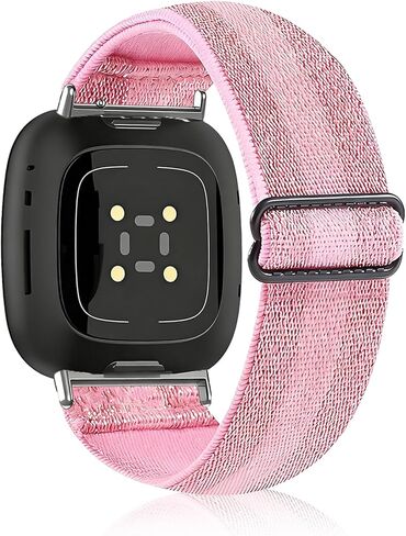 Elastic Nylon Bands Compatible with Fitbit Versa 4 / Versa 3 / Sense 2 / Sense, Soft Adjustable Breathable Sports Replacement Wristbands for Women and Men in Saudi Arabia