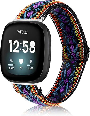 Elastic Nylon Bands Compatible with Fitbit Versa 4 / Versa 3 / Sense 2 / Sense, Soft Adjustable Breathable Sports Replacement Wristbands for Women and Men in Saudi Arabia