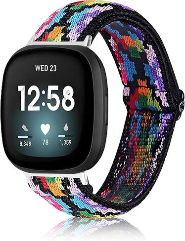 Elastic Nylon Bands Compatible with Fitbit Versa 4 / Versa 3 / Sense 2 / Sense, Soft Adjustable Breathable Sports Replacement Wristbands for Women and Men in Saudi Arabia