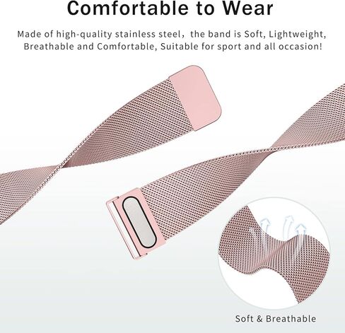 سوار معدني متوافق مع سوار Fitbit Versa 2/Fitbit Versa Bands للنساء والرجال، سوار معصم شبكي من الفولاذ المقاوم للصدأ حزام بديل لـ Fitbit Versa 2/Versa Lite/Versa SE، وردي وردي in Kuwait