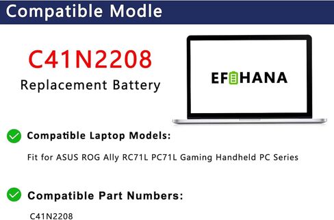مجموعة ترقية البطارية المحمولة للألعاب C41N2208 74Wh لأجهزة Asus ROG Ally RC71L PC71L NR2301L سلسلة أجهزة الكمبيوتر المحمولة للألعاب 15.48 فولت 4780 مللي أمبير في الساعة 4 خلايا in Kuwait