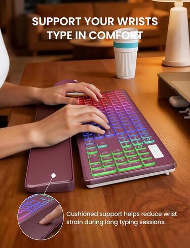 Wireless Keyboard and Mouse Combo, RGB Backlit, Rechargeable & Light Up Letters, Full-Size, Soft Typing, Sleep Mode, 2.4GHz Quiet Keyboard Set for Mac, Windows, Laptop, PC, Trueque KM42Pro in Kuwait
