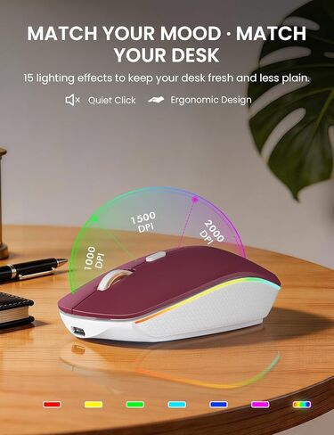 Wireless Keyboard and Mouse Combo, RGB Backlit, Rechargeable & Light Up Letters, Full-Size, Soft Typing, Sleep Mode, 2.4GHz Quiet Keyboard Set for Mac, Windows, Laptop, PC, Trueque KM42Pro in Kuwait