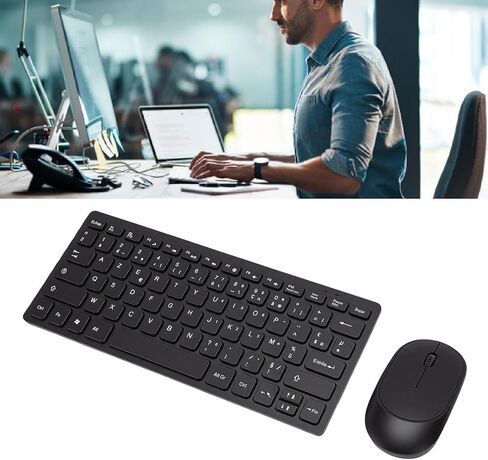 2.4 GHz Wireless Keyboard and Mouse Combo, 78 Key French Keyboard Silent Mouse, Slim Portable Ergonomic with Gaming for PC Laptop in Kuwait