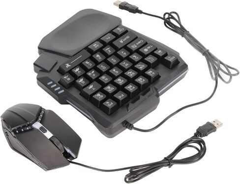 Focket Keyboard and Mouse Combo, One Handed RGB Backlit Wired Gaming Keyboard and Mouse, Mini Gaming with Mobile Game Converter for PC and Mobile in Kuwait