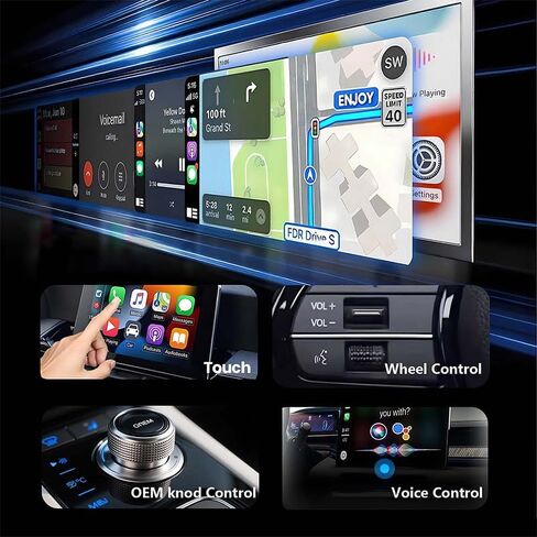Wireless CarPlay Adapter & Android Auto Dongle, Shiny Silver，Fast Auto-Connect, Compact Plug & Play Wireless CarPlay Converter for iPhone & Android, USB/USB-C, No Delay, Seamless Reconnection in Kuwait