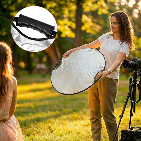 QWORK 32" (80cm) 5-in-1 Collapsible Light Reflector & Diffuser - Translucent, Silver, Gold, White, Black, Multi Disc Photography Reflector for Studio Outdoor Photography in Kuwait