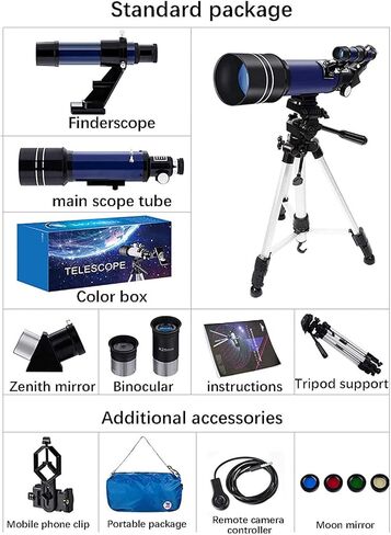 Telescopes, Telescope for Adults, telescopes Adults Astronomy, Professional 70Mm Aperture Telescope with Tripod, Travel Telescope Binoculars in Kuwait