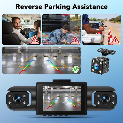 360° 4 Channel 1080P Dash Cam Front and Rear Inside Left Right, 2“ IPS Dash for Cars, Built-in Loop Recording & G-Sensor, 24/7 Recording Parking,Motion Detection,Night Vision,Reversing Help (No WiFi) in Kuwait