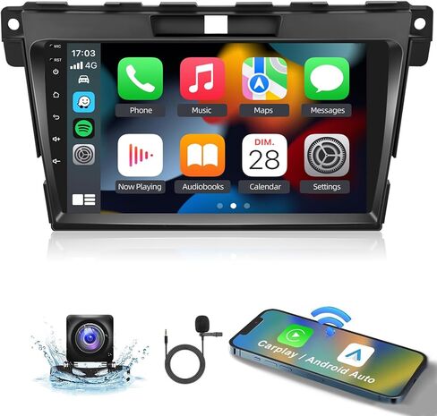 2G+64G Car Radio for Mazda CX-7 CX7 CX 7 2007 2008-2014 - Apple Carplay & Android Auto - 9 Inch Android 13 Stereo with WiFi/EQ/GPS + AHD Rear View Camera in Kuwait