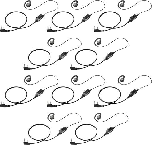 Arrowmax 10 Pack AEH3000-K2 Swivel C-Shape Style Earpiece with PTT Compatible with Kenwood 2-PIN NX-1200 NX-1300 NX-P1200 NX-P1300 NX-3320 TH-D74 TH-K20A in Kuwait