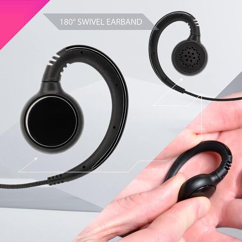 Arrowmax 10 Pack AEH3000-K2 Swivel C-Shape Style Earpiece with PTT Compatible with Kenwood 2-PIN NX-1200 NX-1300 NX-P1200 NX-P1300 NX-3320 TH-D74 TH-K20A in Kuwait