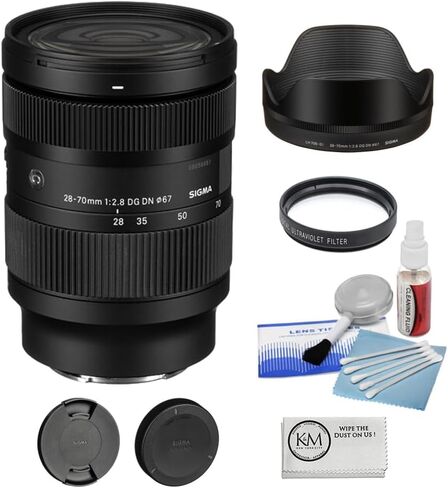 Sigma 28-70mm f/2.8 DG DN Contemporary Lens for Sony E Bundled with UV Filter + 5-Piece Lens Cleaning Kit + Cleaning Cloth (4 Items) in Kuwait